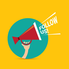 Follow us vector banner. Follow us concept