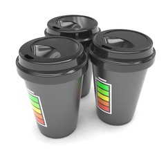 Three paper coffee cups. 3d rendering.