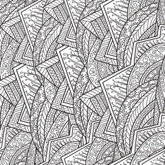 Hand-drawn seamless pattern of abstract geometric elements. 
Monochrome range.