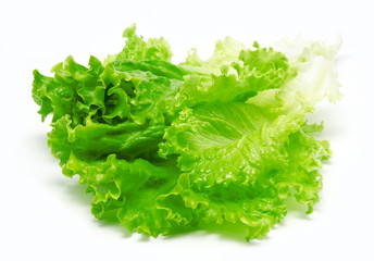 Fresh lettuce leaves isolated on a white
