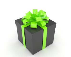 gift box with bows isolated on white. 3d rendering.