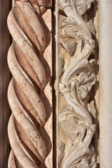 Detail of two spirals from St John and Paul basilica gothic portal