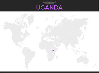 Fototapeta na wymiar Republic of Uganda Location Map