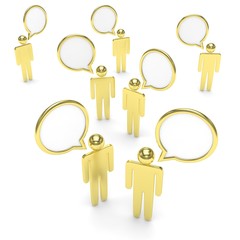 people with talk bubbles isolated over a white background. 3d rendering.