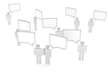 people with talk bubbles isolated over a white background. 3d rendering.