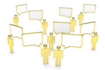 people with talk bubbles isolated over a white background. 3d rendering.