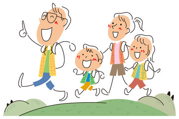 Naklejka premium ハイキングを楽しむ家族