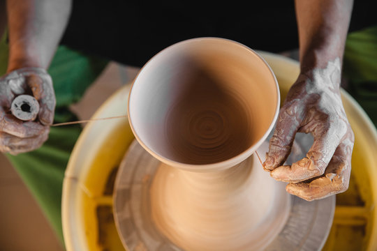 Potter master creating new ceramic