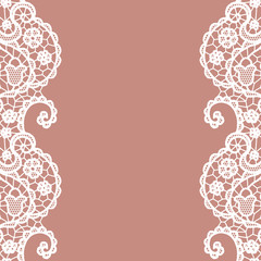 Seamless lace border. Invitation card.