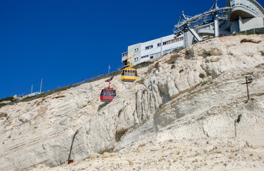 The cable car and station at Rosh Hanikra. Israel © vadiml