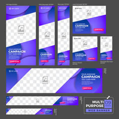Multipurpose Ad banner design template. Standard size web banner set.