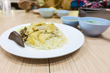 Hainanese chicken rice , Thai gourmet steamed chicken with rice