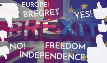 Brexit 3d render Theme Background bold font