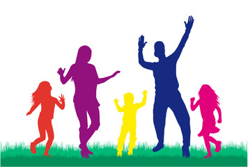 Family silhouettes in nature.