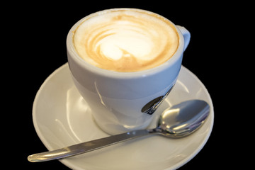 Cappuccino on black background