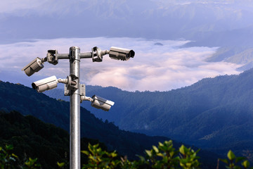 Security camera CCTV for monitoring and protection forest.