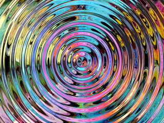 Concentric Ripple Effect Circles in Liquid Material, Rainbow Colored Water Resonance Background...