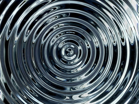 Concentric Ripple Effect Circles in Liquid Material, Silver Metal Colored Water Resonance Background Pattern
