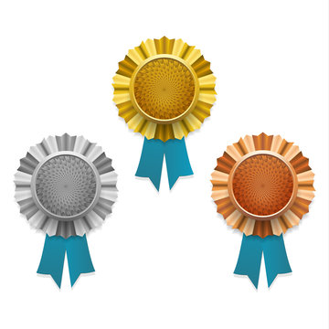 Gold, silver and bronze awards. Vector.