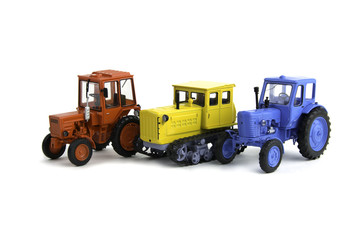 Kids tractors of different colors
