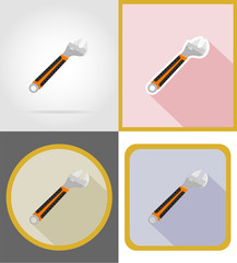 wrench repair and building tools flat icons vector illustration