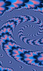 abstract pattern, fractal, red blue fantasy