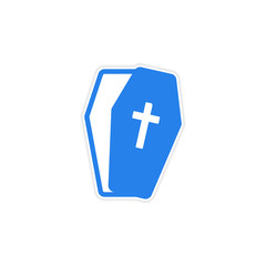Sticker open coffin Halloween theme on a white background