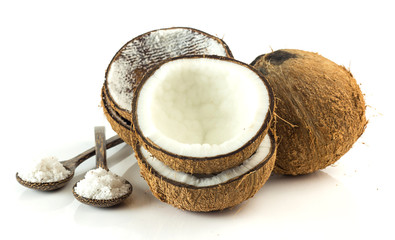 group of coconuts on white background
