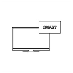 Widescreen Smart TV thinline simple icon on background
