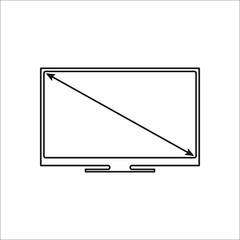 Tv screen size simple icon on background