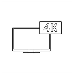 4K screen resolution smart TV thinline simple icon on background