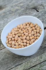 Chick peas in ceramic bowl