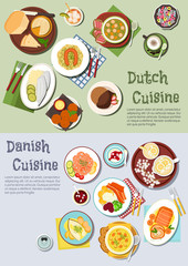 Festive dishes of dutch and danish cuisines icon