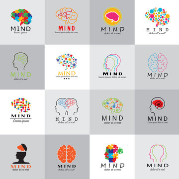 Mind Icons Set - Isolated On Background - Vector Illustration, Graphic Design. For Web, Websites, Print, Presentation Templates, Mobile Applications And Promotional Materials