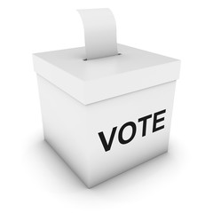 Ballot Box with Vote text and Blank Polling Card 3D Illustration