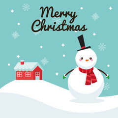 Snowman cartoon icon. Merry Christmas. Vector graphic