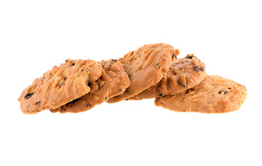 Chocolate chip cookie on white background