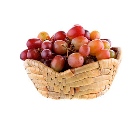 Grapes in the basket on white background