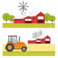Obraz na płótnie Canvas Farming background with barn