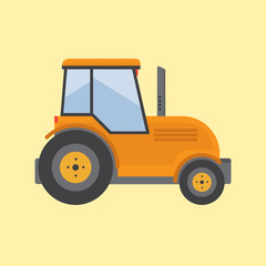 Fototapeta premium Tractor. Farmer machine in flat style vector illustration