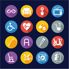 Senior People Icons Flat Design Circle
