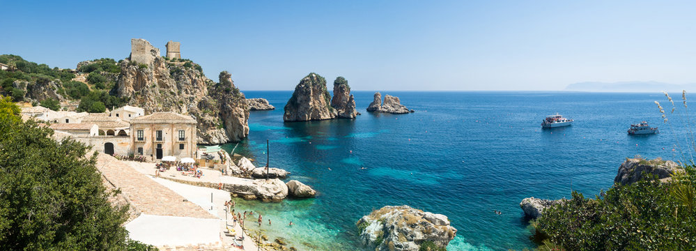 Fototapeta Faraglioni and Tonnara at Scopello, Sicily