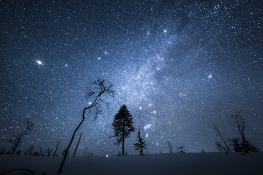 Milky way in winter sky, Finland