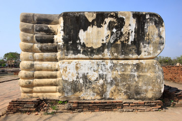 Footprint of stucco buddha in ayutthaya