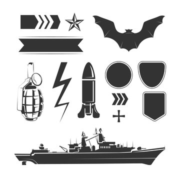 Vector elements for army, airforce and navy patches labels