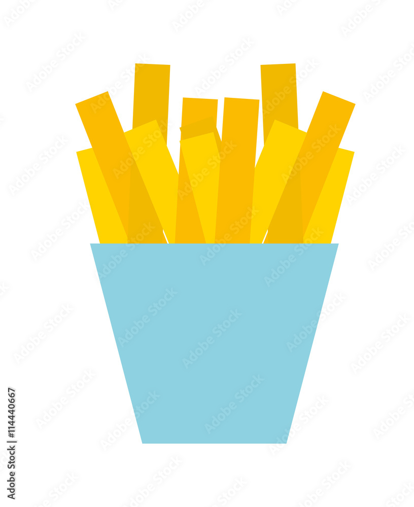 Sticker french fries isolated icon design