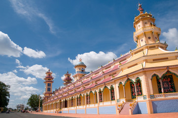 Fototapeta premium Cao Dai Temple in Tay Ninh province, near Ho Chi Minh city, Vietnam