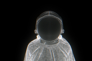 Futuristic Astronaut Wireframe Hologram in Motion. Nice 3D Rendering
