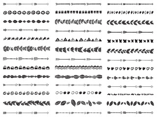 Big set of 39 abstract seamless brushes Aztec boho style.