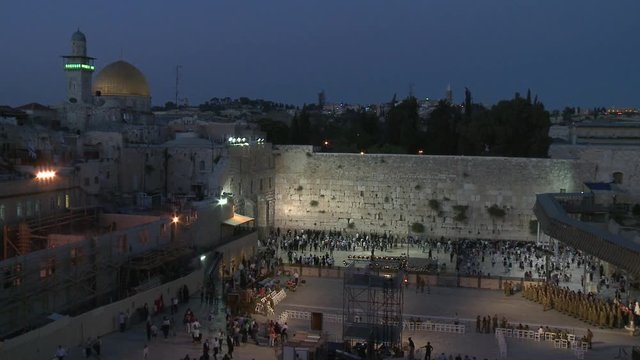 timelapse day to night western wall jerusalem Israel